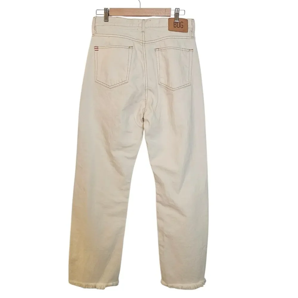 BDG Urban Outfitters Distressed Cowboy Jean Cream White Wide Leg Size 30